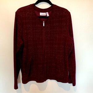 Denim & Co  Burgundy Zip-Up Cardigan Jacket Topper Size M